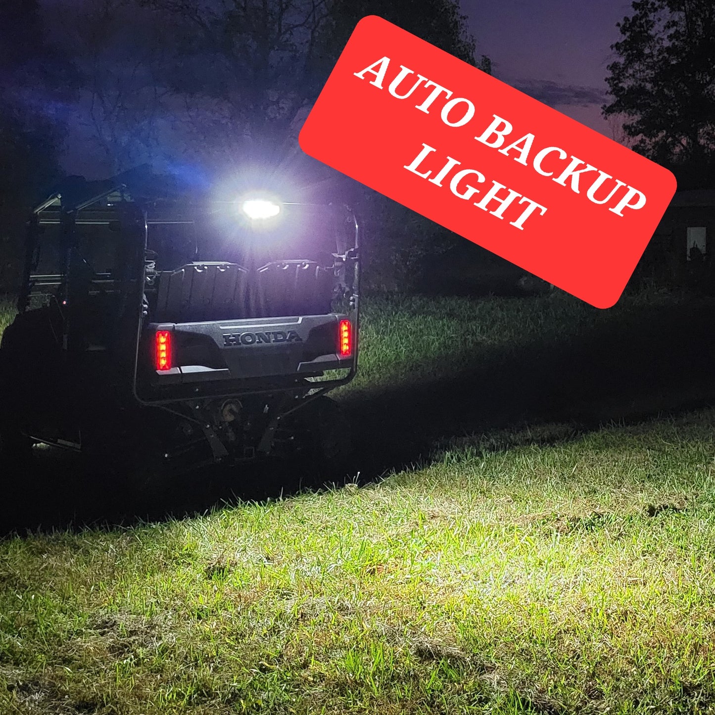 High Mount Auto Backup Light for Honda Pioneer 1000 3 and 5 seat UTV's. Plug-N-Play for simple install.